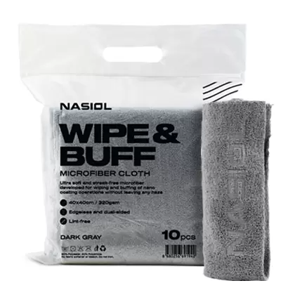 NASIOL WIPE&BUFF - Koyu Gri Mikrofiber Bez 10lu